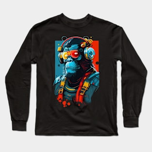 Anime Cyber Ape (Sci-Fi Ape Vintage Retro Future Design Cyberpunk Space Ape) Long Sleeve T-Shirt